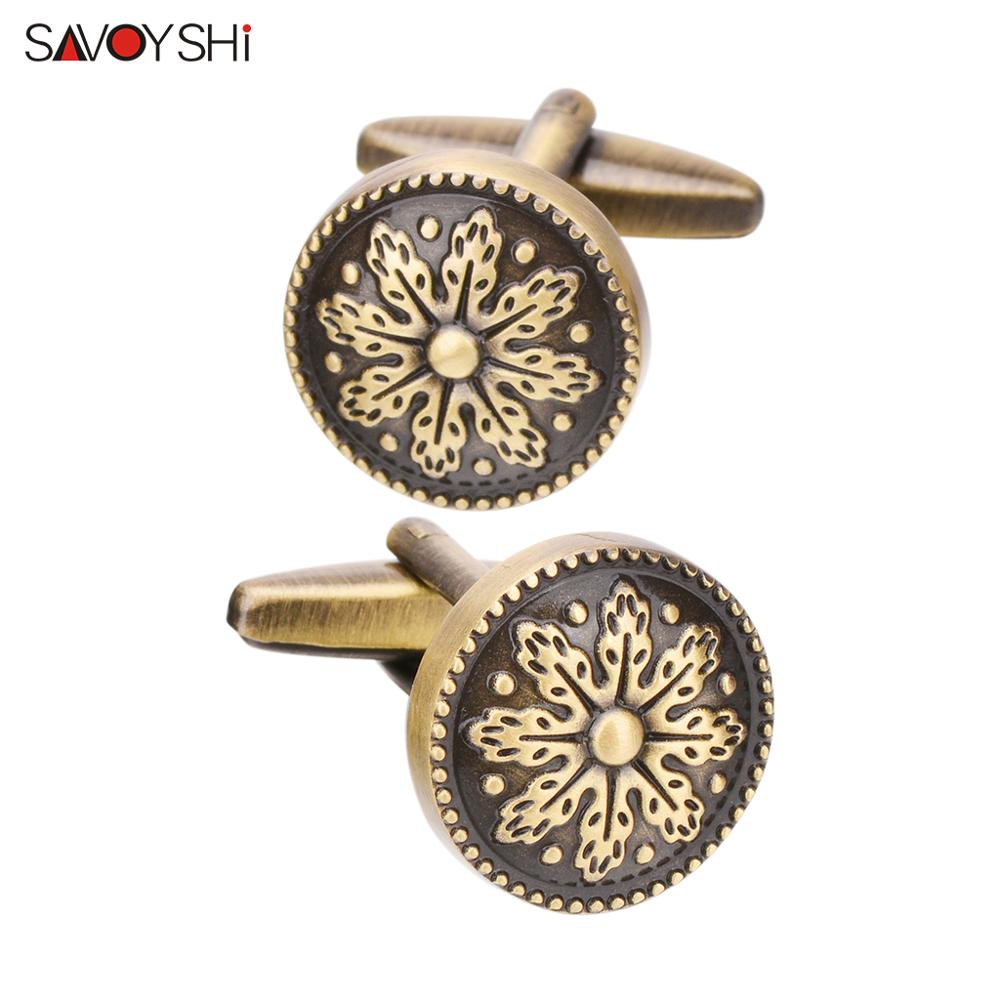 Mens Grooming Brand - SAVOYSHI ヴィンテージブロンズパターンシャツカフスメンズブランドラウンドカフスボタン結婚式新郎男性ギフトジュエリー