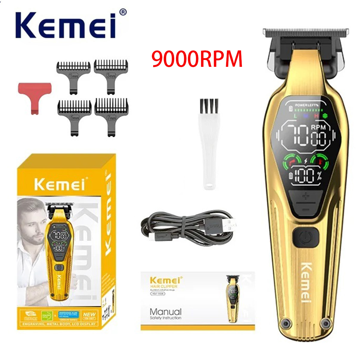 Grooming Men'S Eyebrows - Kemei メンズ ヘアクリッパー プロフェッショナル ヘアトリマー ゼロギャップ仕上げ