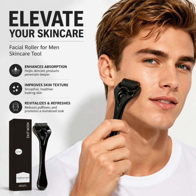 Men'S Grooming And Skin Care - プレミアムスキンケアローリングツール メンズフェイシャルグルーミングアクセサリー 栄養吸収促進 肌のキメを整える 3Dマッサージローラー