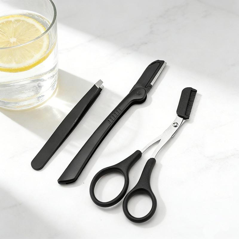 Grooming Men'S Eyebrows - 3個セット眉毛キット 女性と男性用 ステンレス製眉毛グルーミングセット 眉毛コーム、眉毛トリマーツールを含む